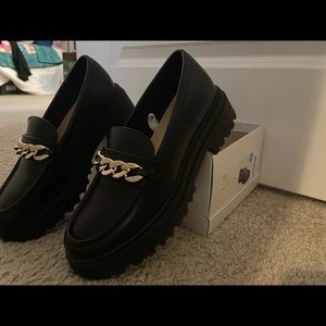 A New Day Black Loafers with Gold Chain